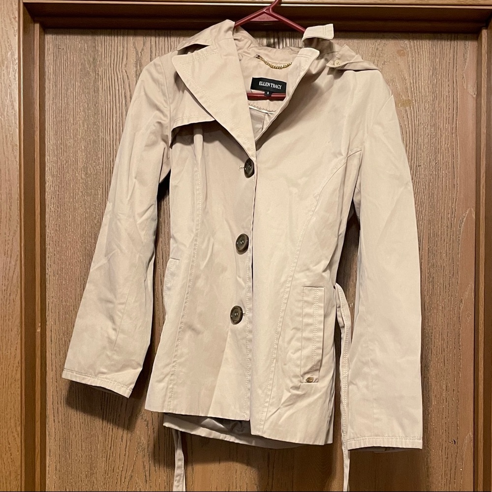 Ellen Tracy Tan Rain Trench Coat Jacket
